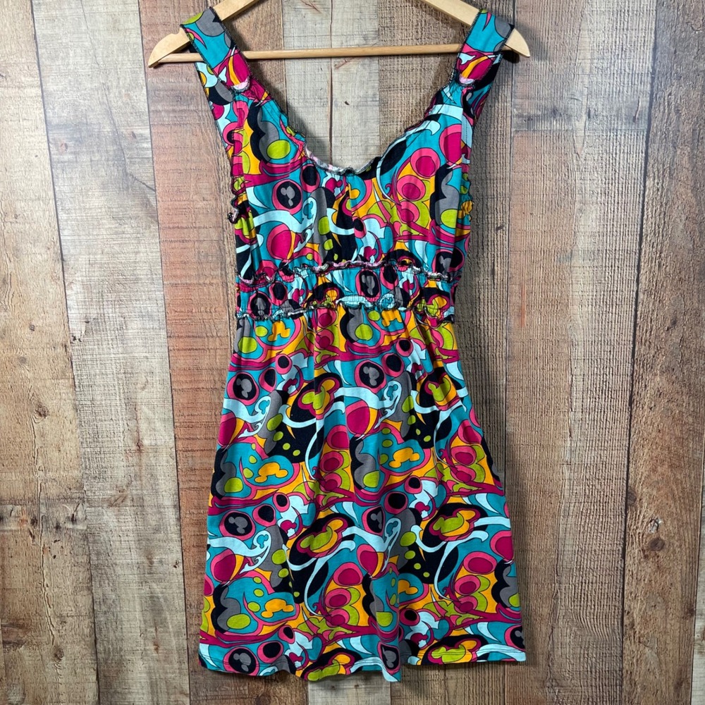 Y2K Disney Parks Mickey Mouse Psychedelic Abstract Retro Sundress Cover Up M